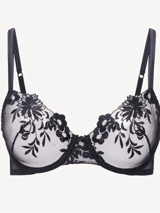 La Perla Other - LaPerla Vintage Original Bologna Black Floral Lace Underwire Bra with Sheer Cups